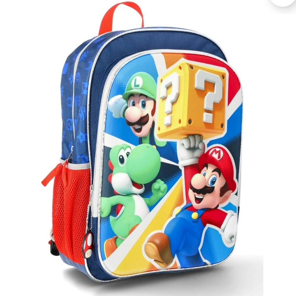 Nintendo Boys' "Game Time" Mario, Yoshi, and Luigi 17" Graphic Backpack